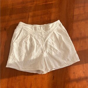 BCBGeneration White Eyelet High-Waist Shorts